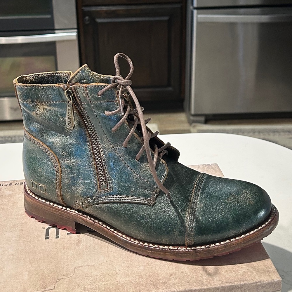 Dark Teal BED STU Lux Bonnie II Ankle Boots Combat 8.5 Pearl New w Box Magnolia